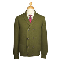 Green Double Breasted Rib Cardigan