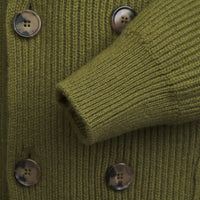 Green Double Breasted Rib Cardigan