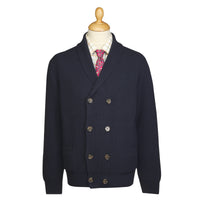 Navy Double Breasted Rib Cardigan