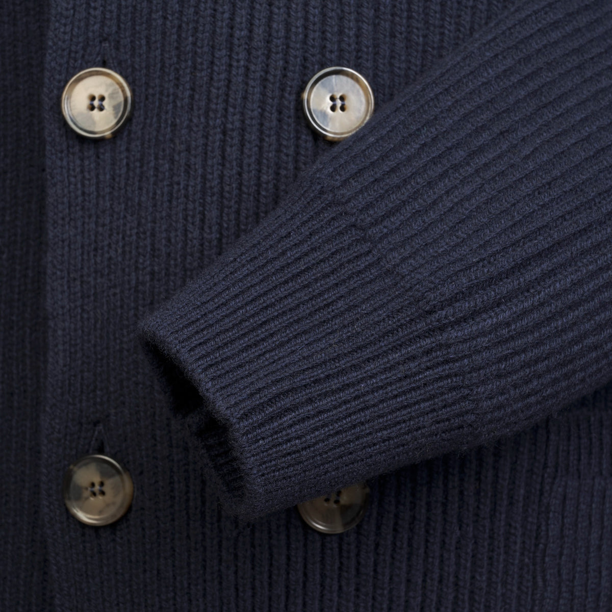 Navy Double Breasted Rib Cardigan