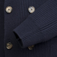 Navy Double Breasted Rib Cardigan
