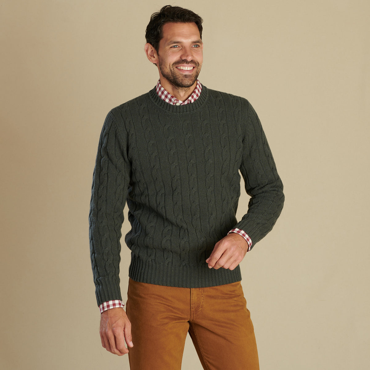 Loden Wool & Cashmere Cable Crew Neck