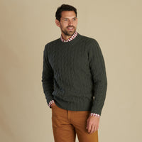 Loden Wool & Cashmere Cable Crew Neck