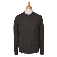 Chocolate Wool & Cashmere Cable Crew Neck