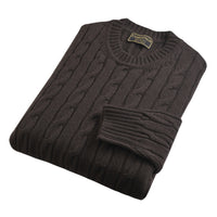 Chocolate Wool & Cashmere Cable Crew Neck