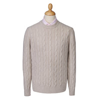 Ecru Wool & Cashmere Cable Crew Neck