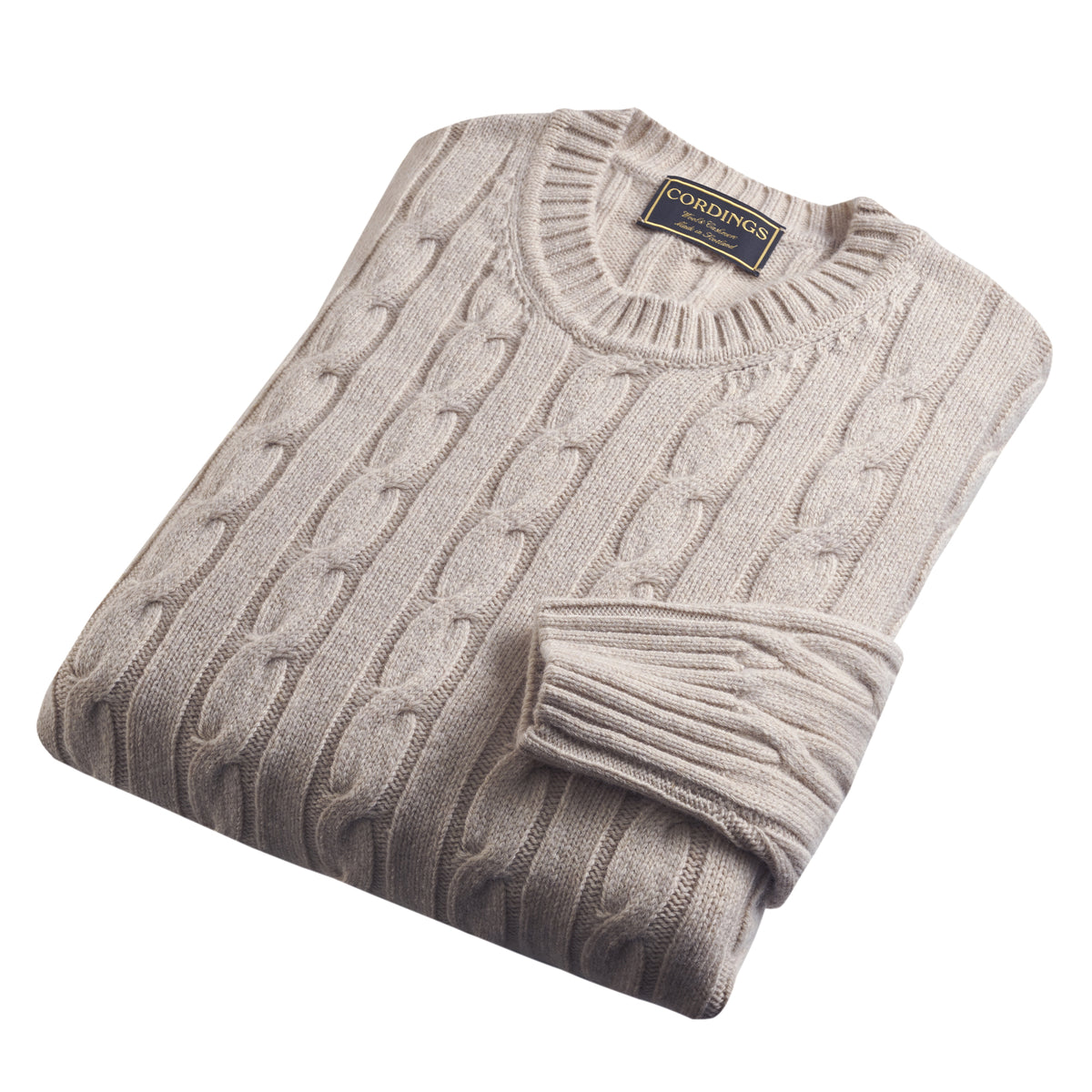 Ecru Wool & Cashmere Cable Crew Neck