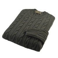 Loden Wool & Cashmere Cable Crew Neck