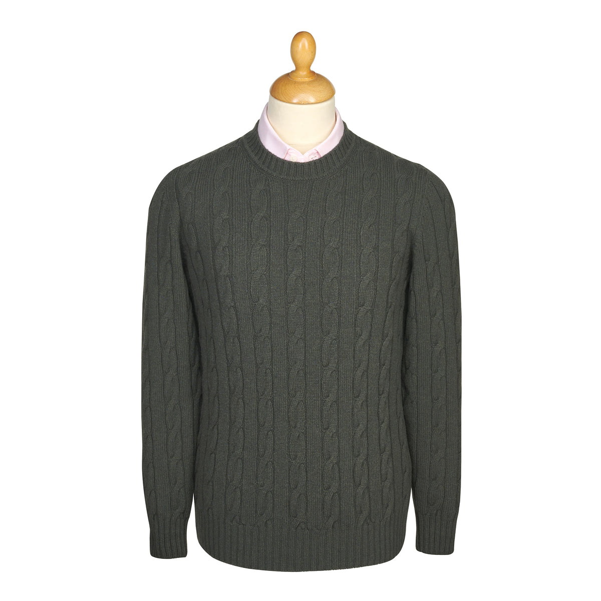 Loden Wool & Cashmere Cable Crew Neck