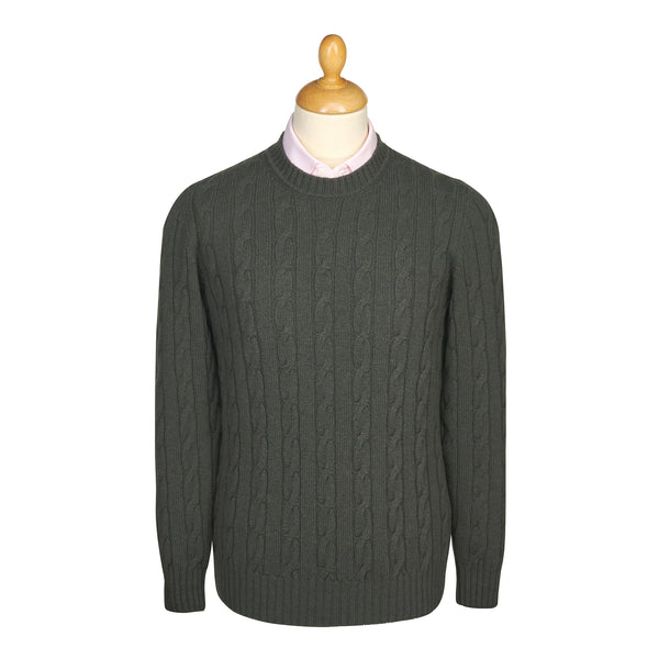 Loden Wool & Cashmere Cable Crew Neck