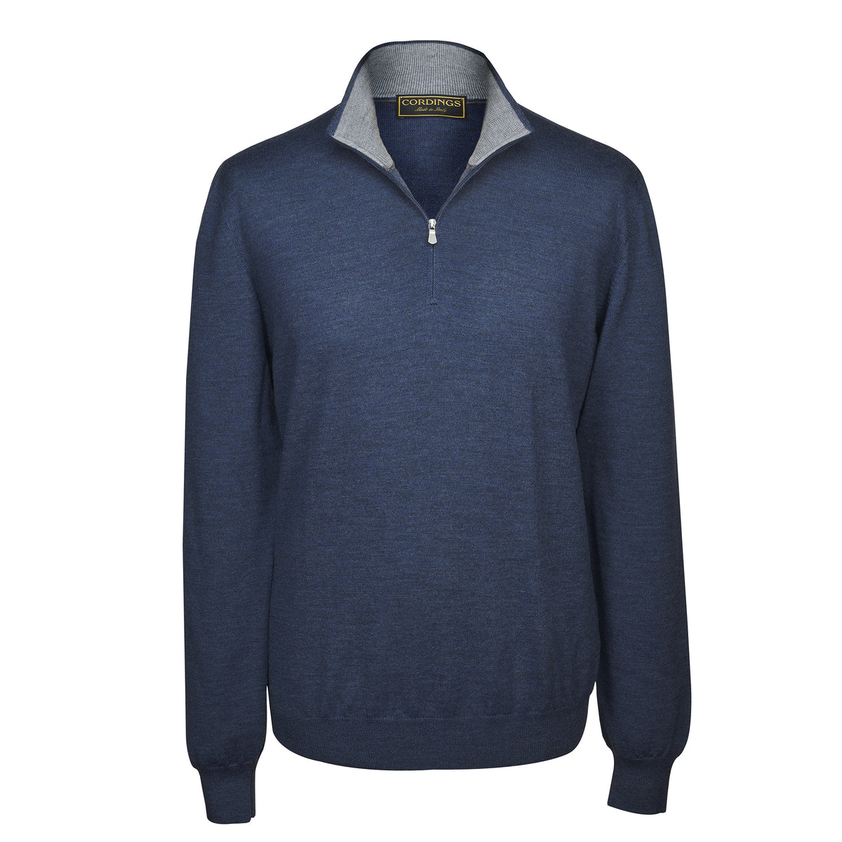 Blue 1/4 Zip Fine Wool Jumper