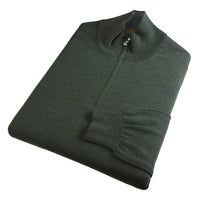 Fern Green 1/4 Zip Fine Wool Jumper