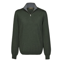 Fern Green 1/4 Zip Fine Wool Jumper