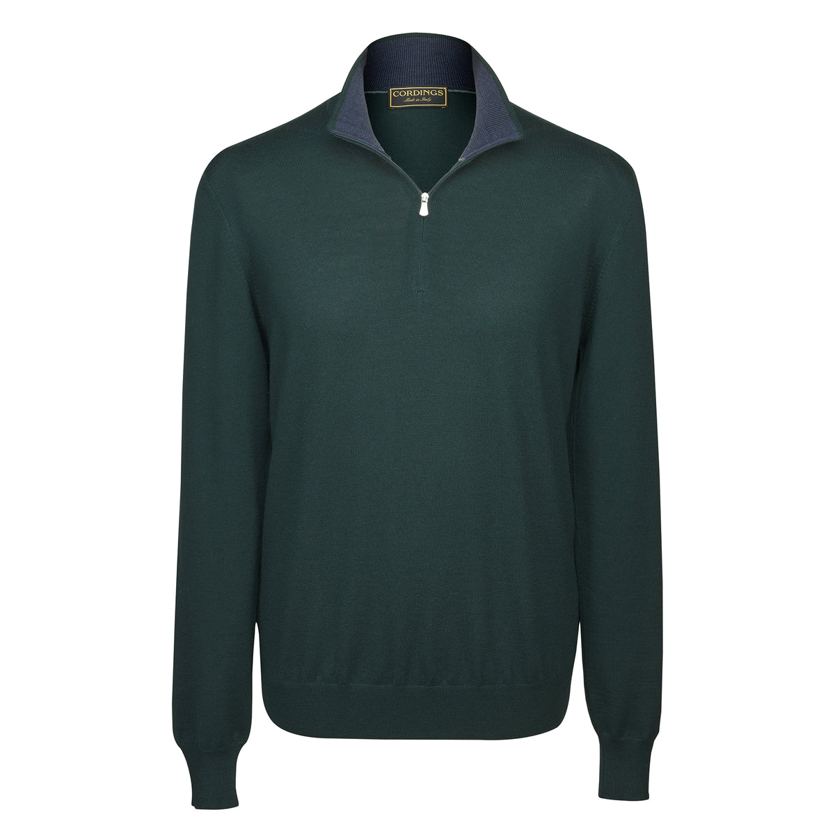 Green 1/4 Zip Fine Wool Jumper
