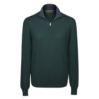 Green 1/4 Zip Fine Wool Jumper