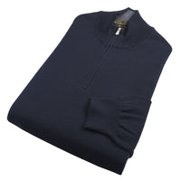 Navy 1/4 Zip Fine Wool Jumper