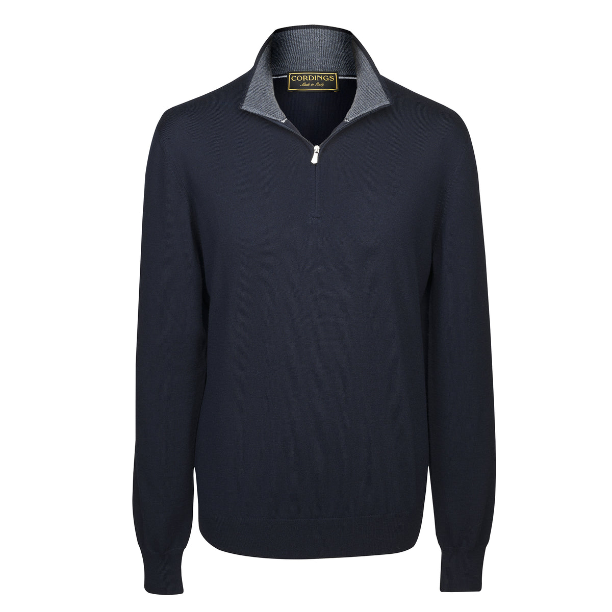 Navy 1/4 Zip Fine Wool Jumper