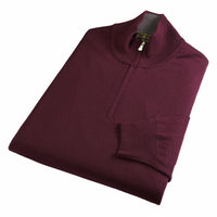 Burgundy 1/4 Zip Fine Wool Jumper
