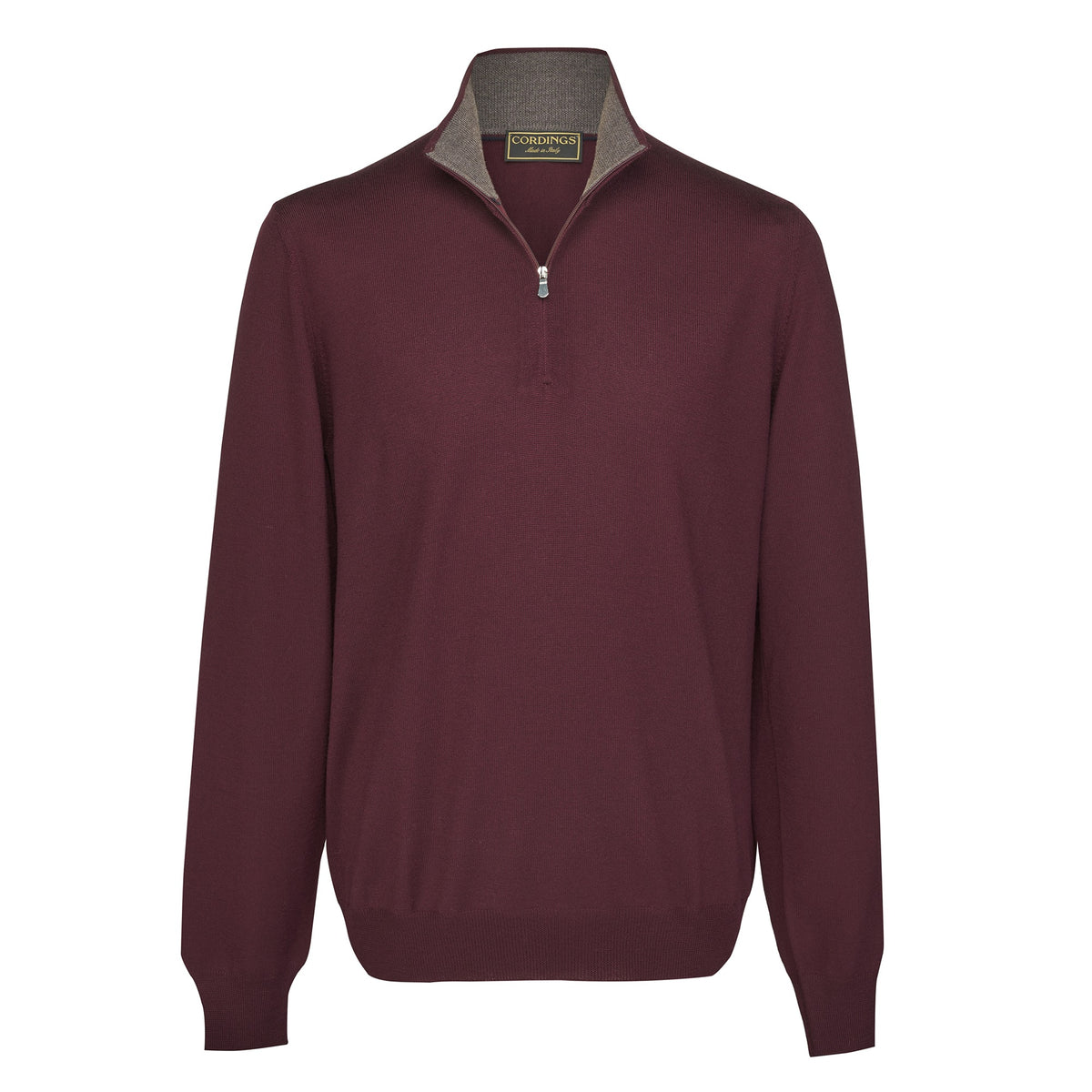 Burgundy 1/4 Zip Fine Wool Jumper