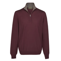 Burgundy 1/4 Zip Fine Wool Jumper