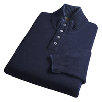 Navy Geelong Button Neck Jumper