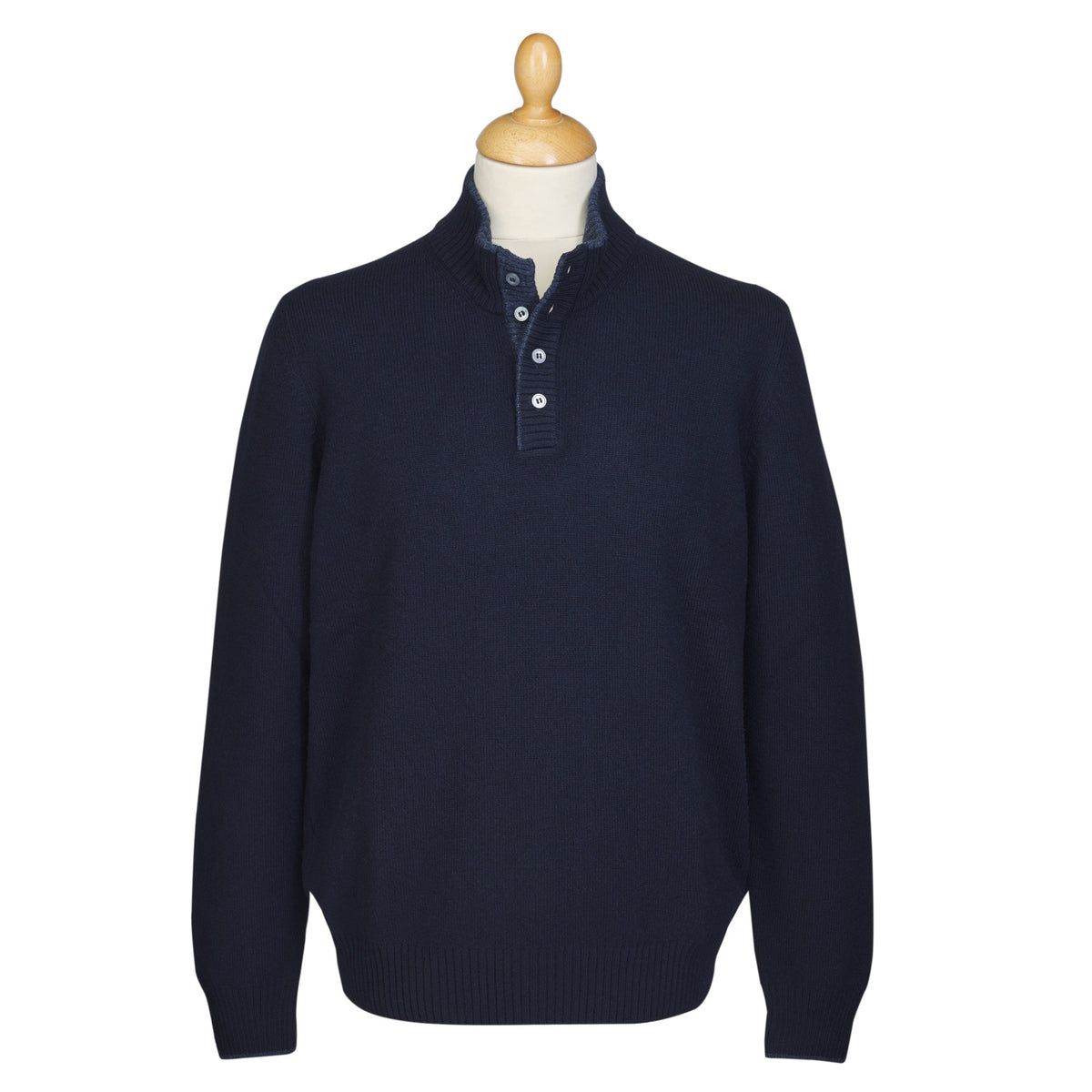 Navy Geelong Button Neck Jumper
