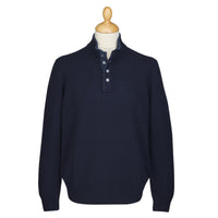Navy Geelong Button Neck Jumper