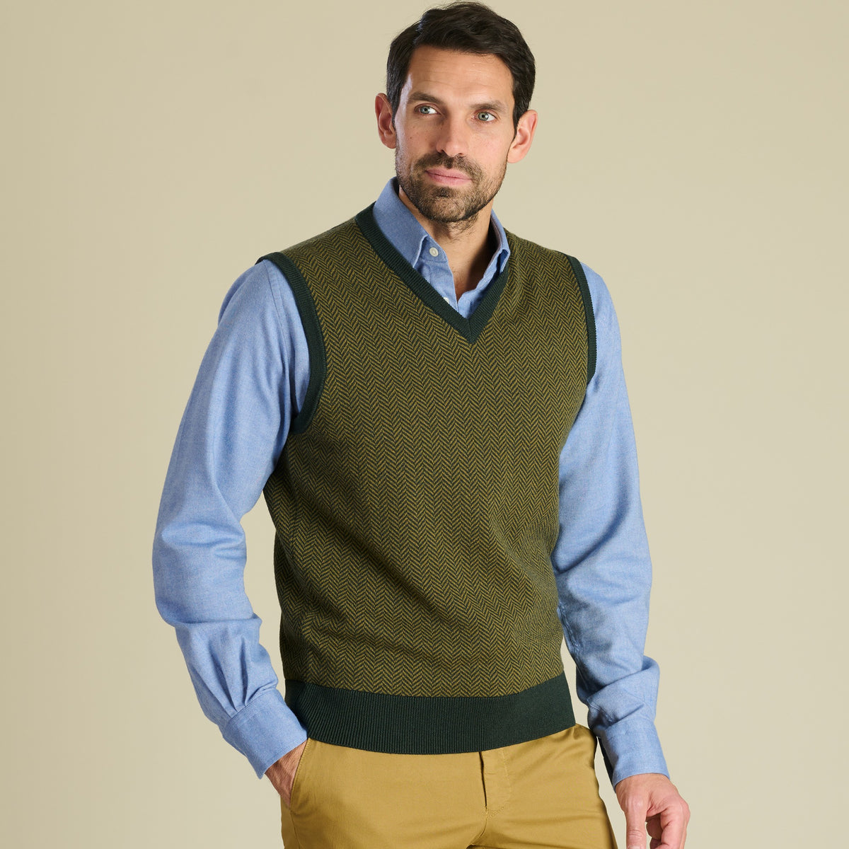 Green Bertie Herringbone Vest