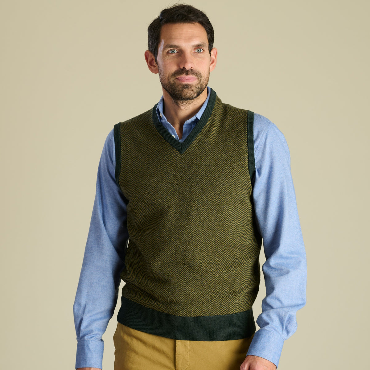 Green Bertie Herringbone Vest