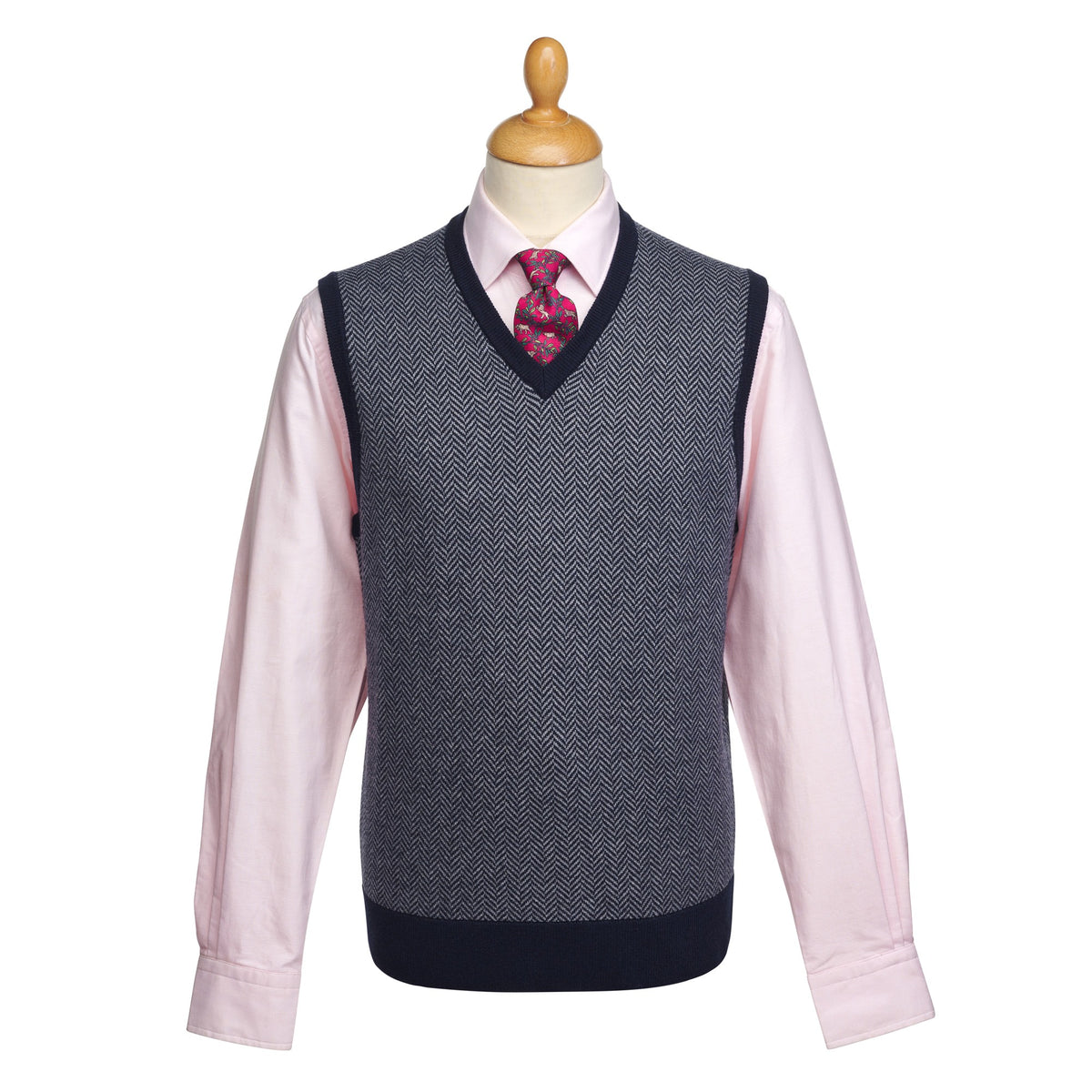 Navy Bertie Herringbone Vest