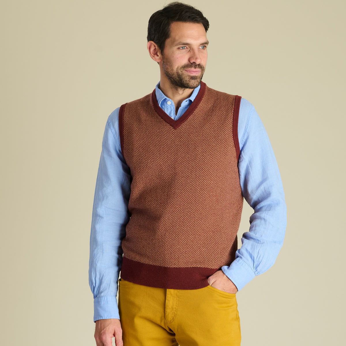 Rust Bertie Herringbone Vest