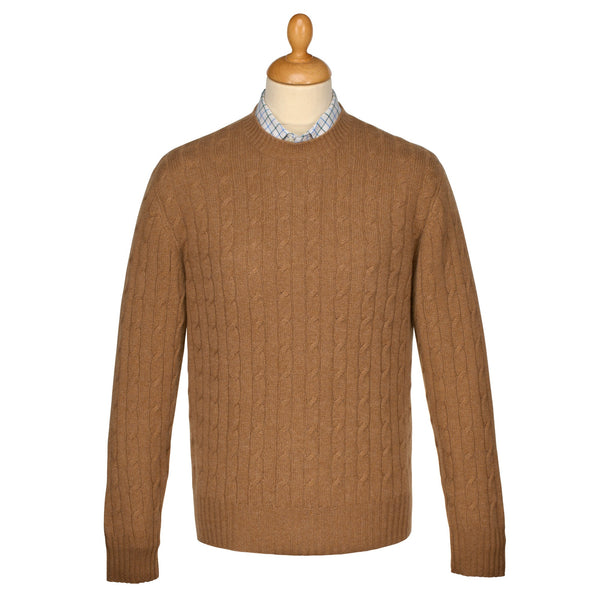 Toffee Brown Cashmere Cable Crewneck