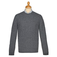 Grey Cashmere Cable Crewneck