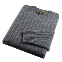 Grey Cashmere Cable Crewneck