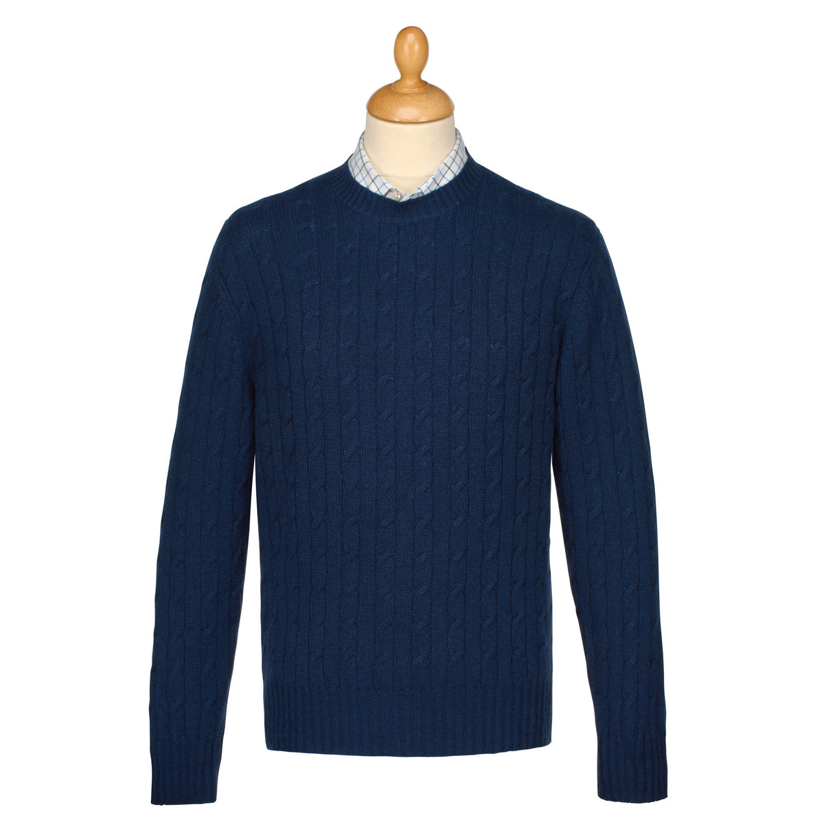 Navy Cashmere Cable Crewneck