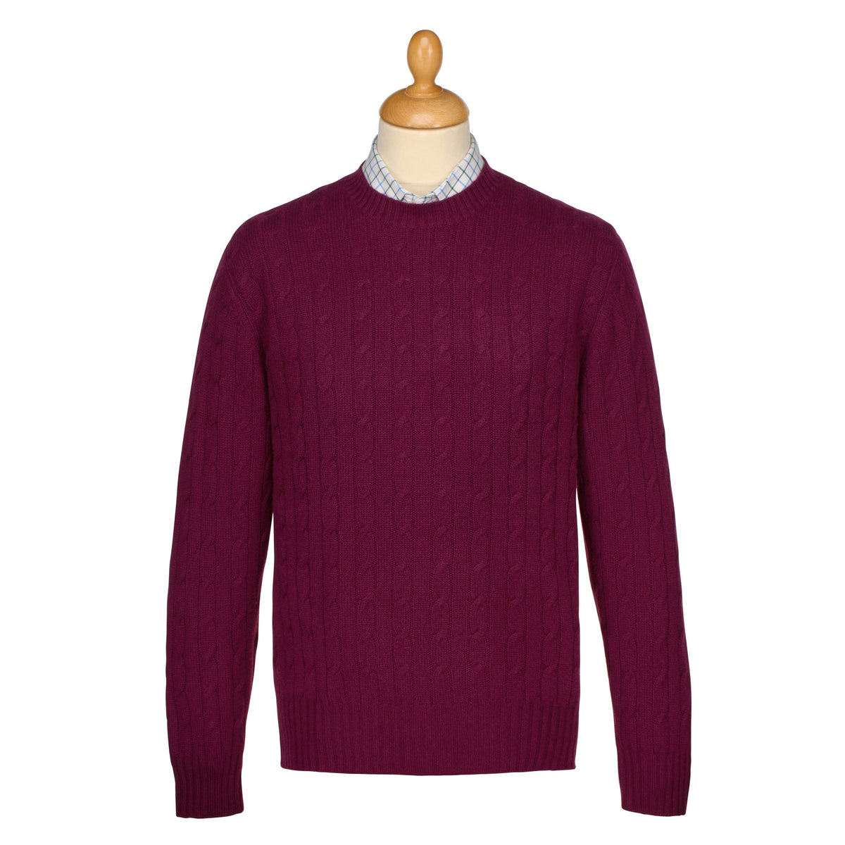Burgundy Cashmere Cable Crewneck