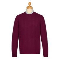 Burgundy Cashmere Cable Crewneck
