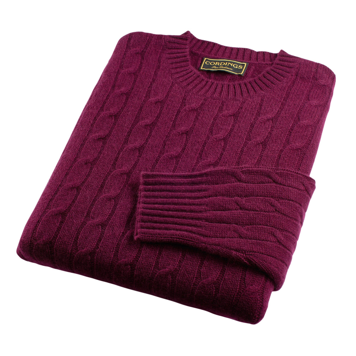 Burgundy Cashmere Cable Crewneck
