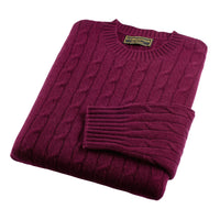 Burgundy Cashmere Cable Crewneck
