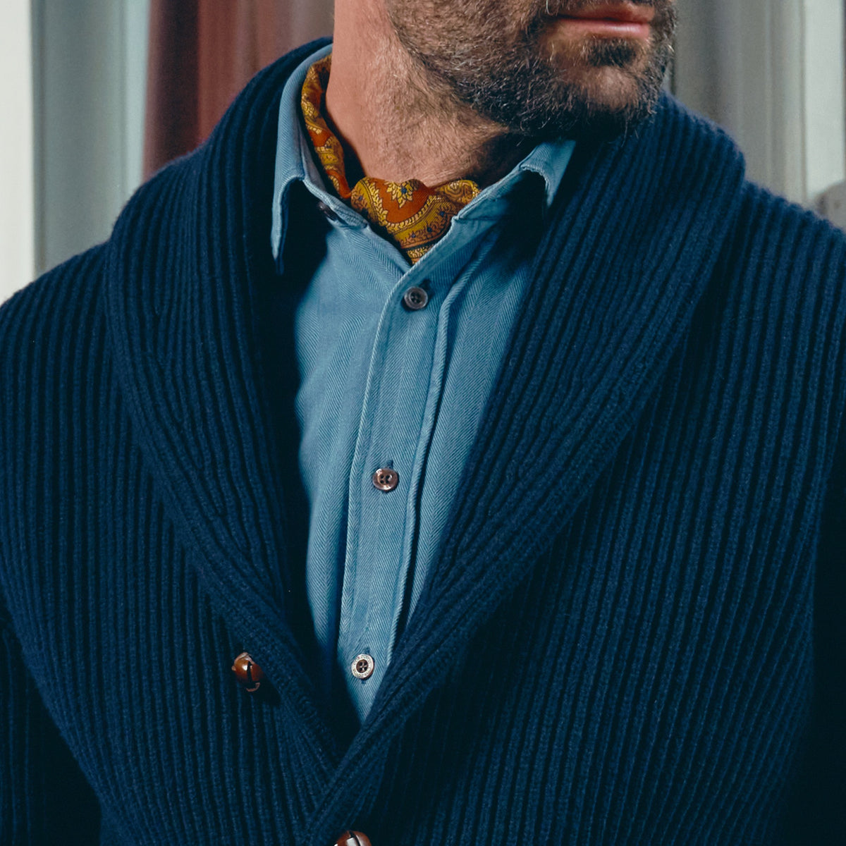 Navy George Shawl Cardigan