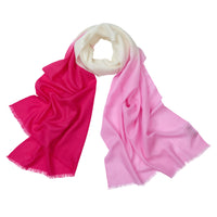 Pink Three Tone Silk & Wool Scarf