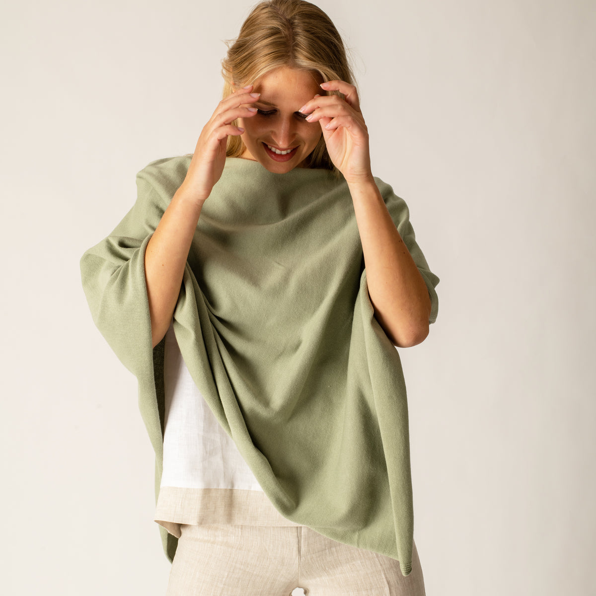 Green Cotton Poncho