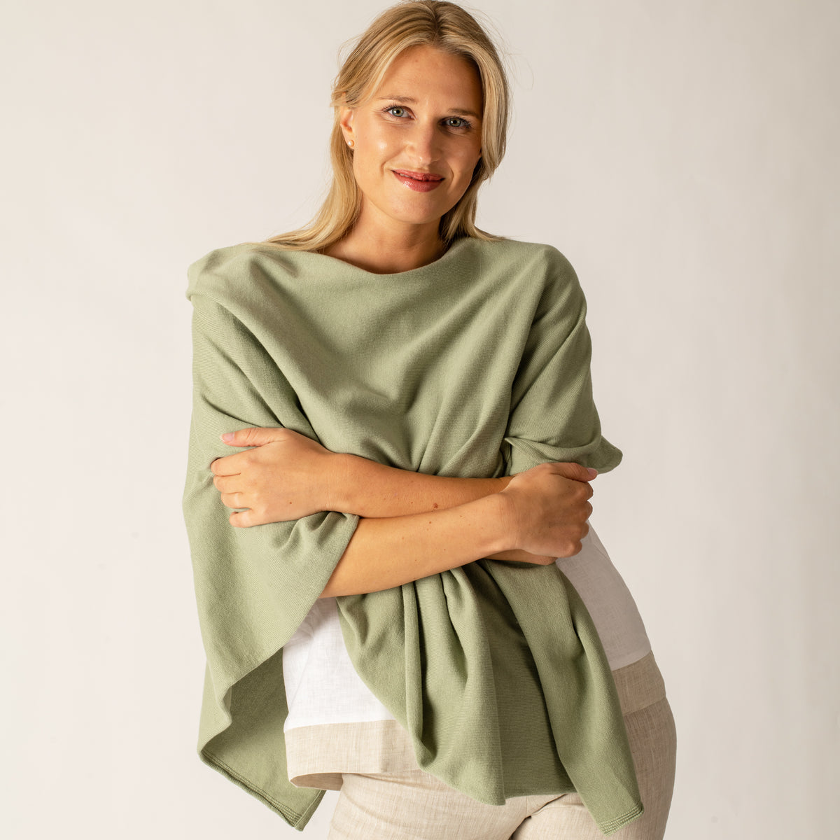 Green Cotton Poncho
