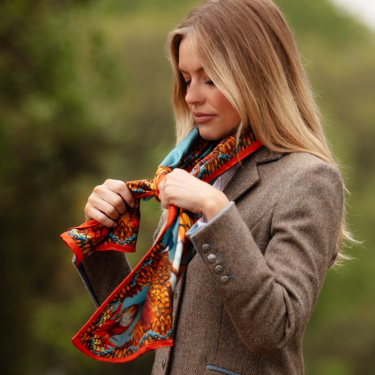 Heads or Tails Classic Duck Egg Silk Scarf