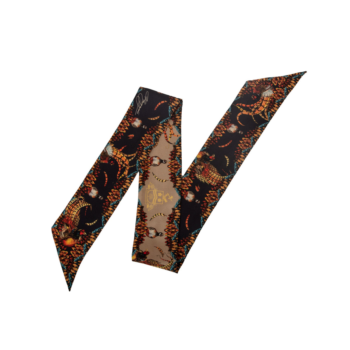 Navy Game Bird Silk Twilly
