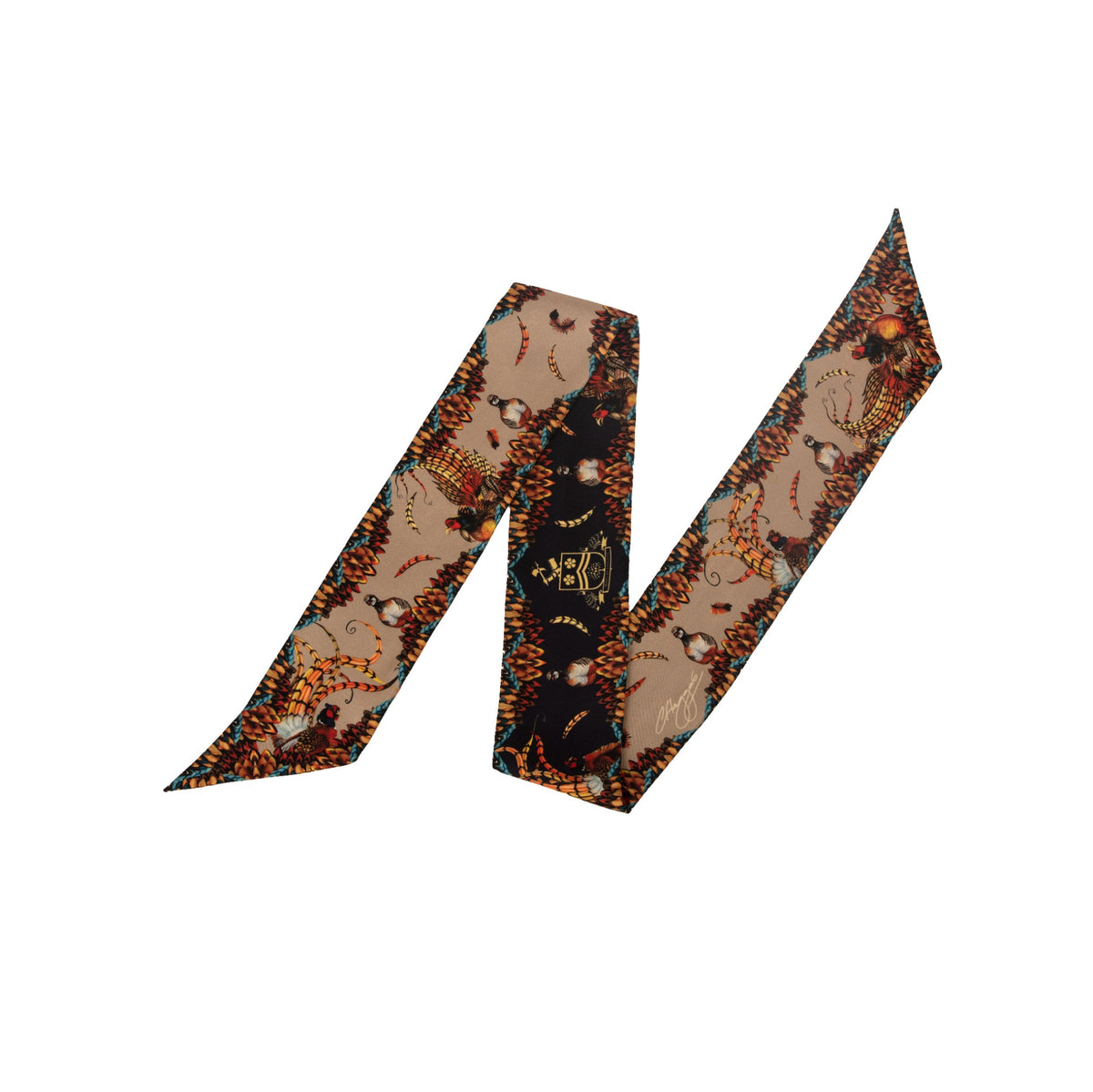 Navy Game Bird Silk Twilly
