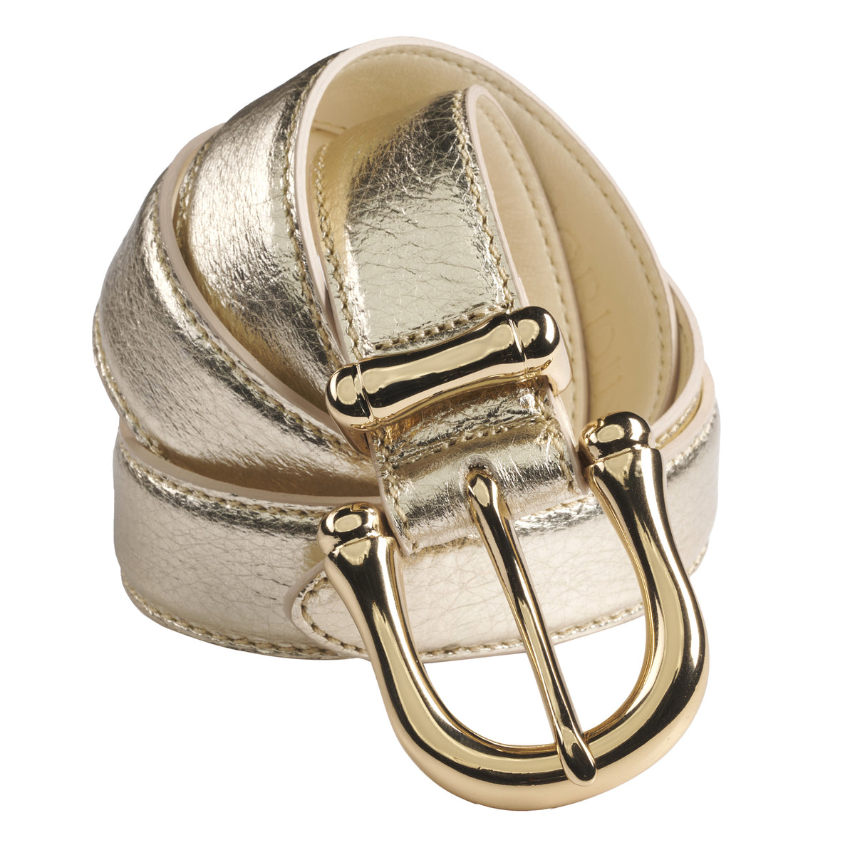 Gold Slim Leather Buckle Belt