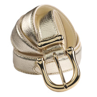 Gold Slim Leather Buckle Belt