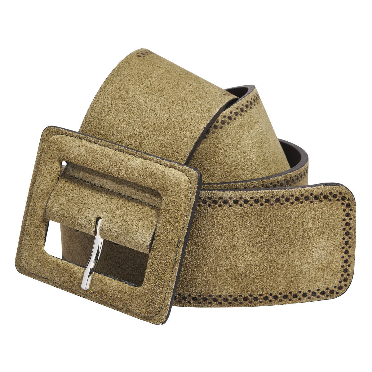 Khaki Wide Suede Belt