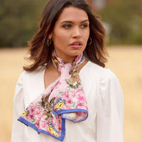 Pink Oopsie Daisy Narrow Silk Scarf